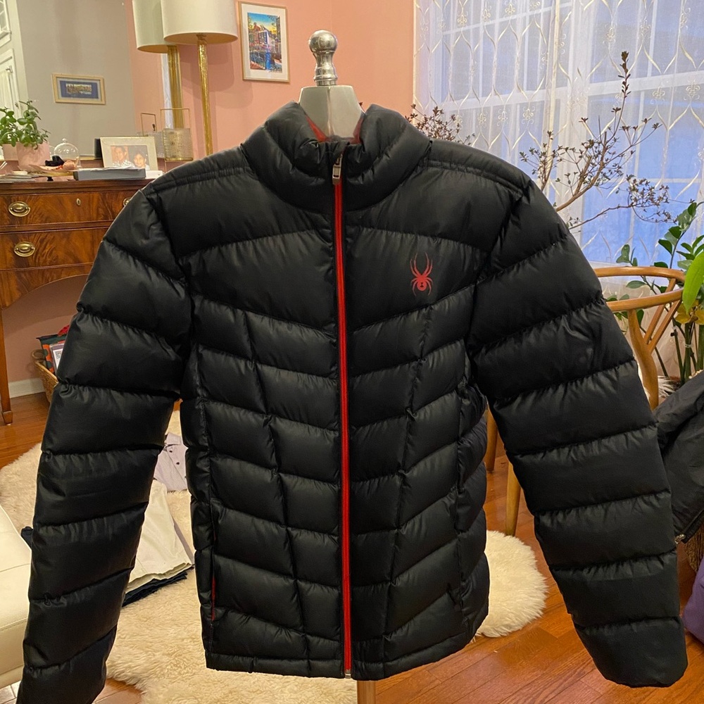 Spyder Black Puffer Jacket with Red Accents worn few times